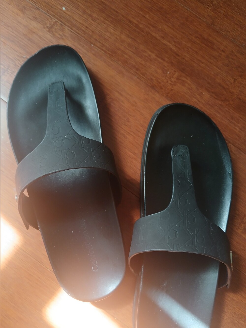 Calvin Klein Black Minimalist Toe-Post Slides